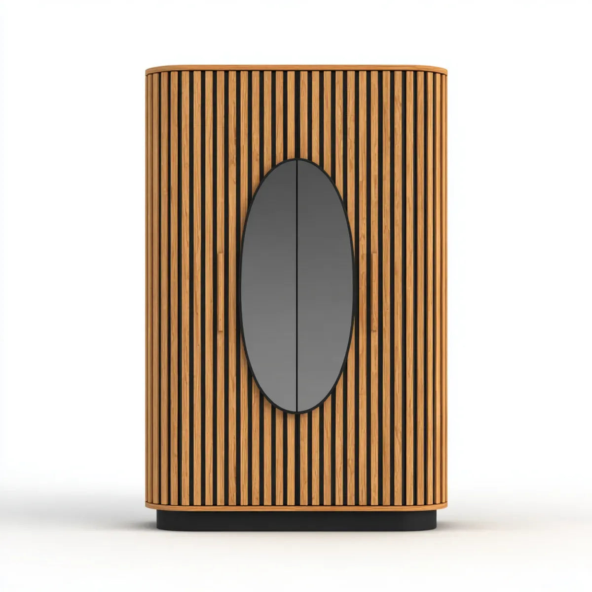 Armoire de chambre 2 portes chêne naturel et gris anthracite 100 x 50 x 180 cm MDF plaqué chêne forme arrondie