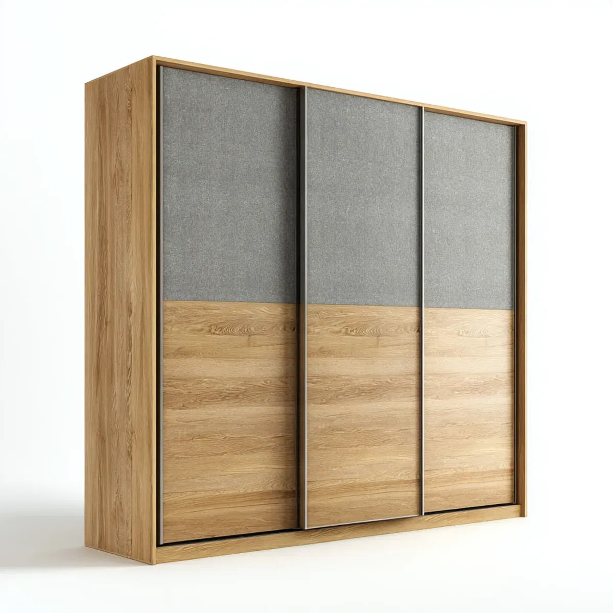 Armoire dressing 3 portes coulissantes chêne naturel et gris 180 x 60 x 220 cm panneaux de particules rectangulaire
