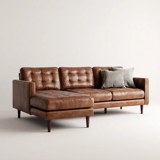Canapé d'angle gauche 4 places marron 270 x 160 x 85 cm en cuir synthétique PU