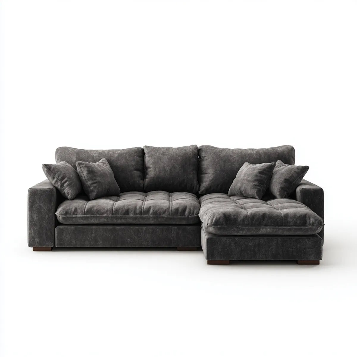 Canapé d’angle droit 4 places gris anthracite en polyester forme L 280 x 170 x 85 cm