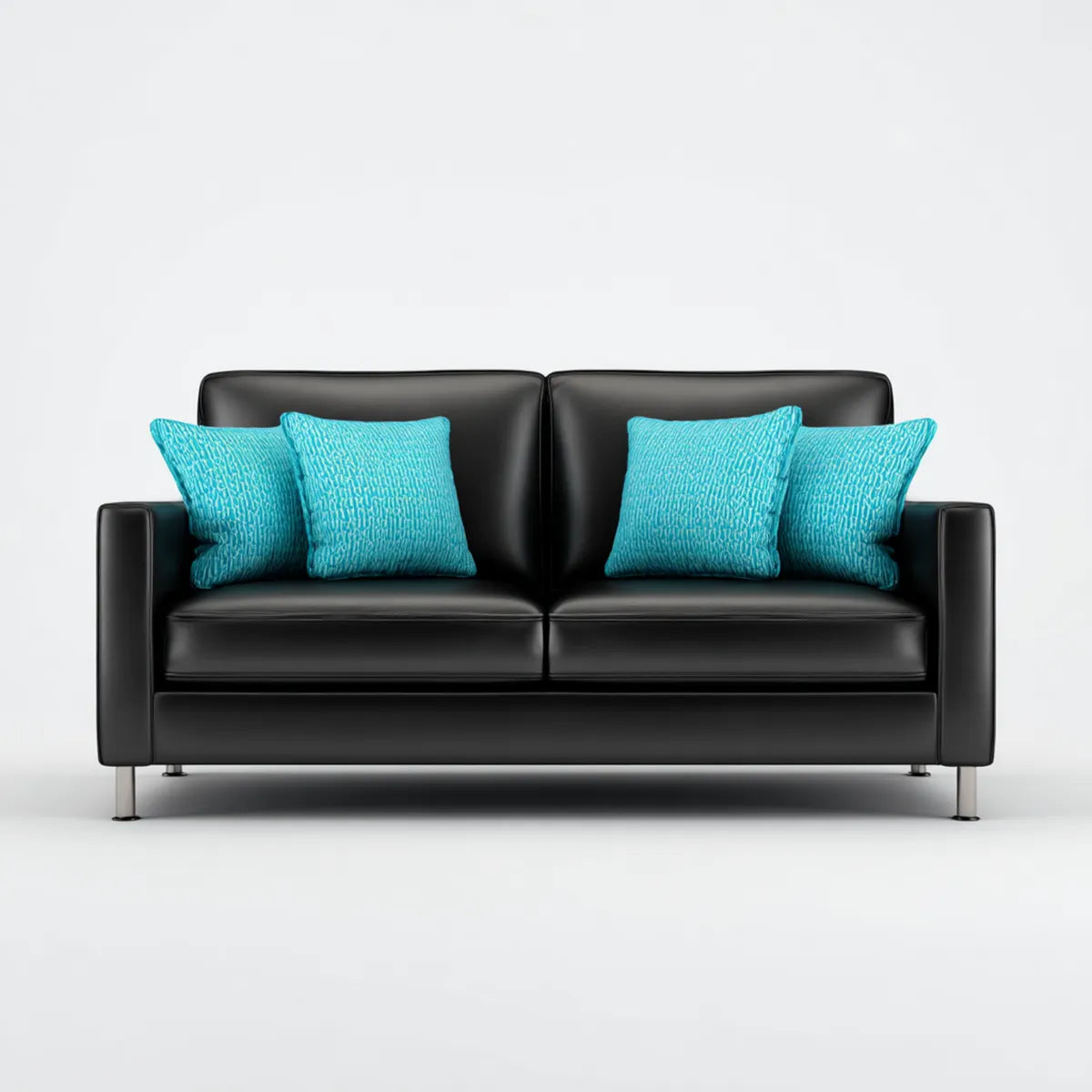 Canapé 2 places noir en cuir synthétique PU rectangulaire 180 x 85 x 85 cm