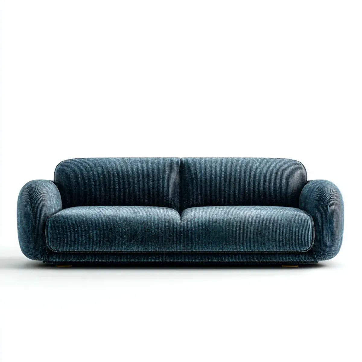 Canapé 2 places bleu pétrole en velours côtelé polyester 180 x 88 x 75 cm forme droite