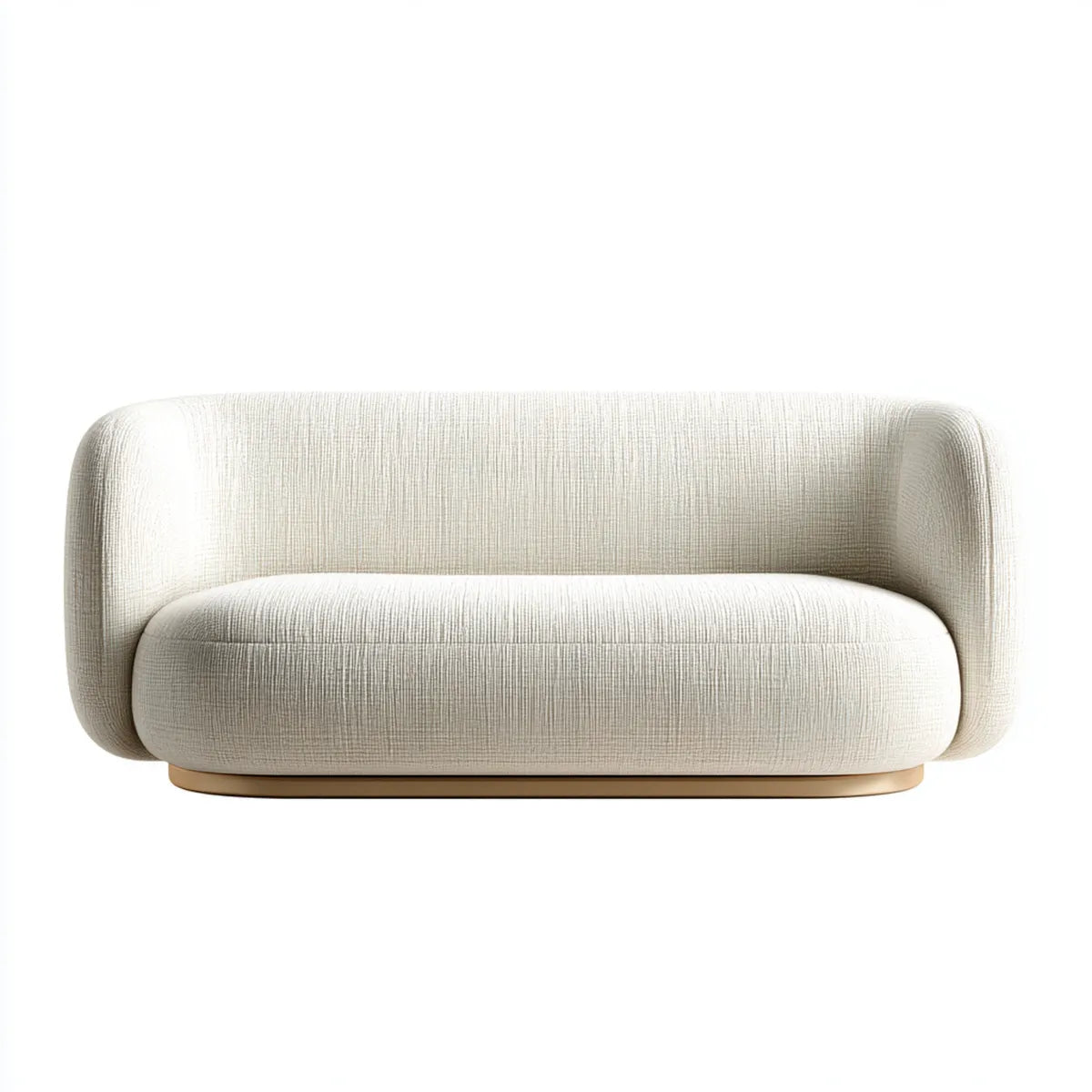 Canapé 2 places crème en polyester texturé forme arrondie 180 x 90 x 75 cm