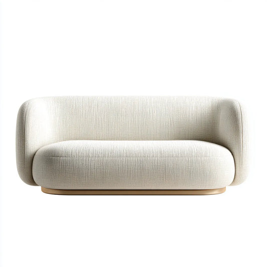 Canapé 2 places crème en polyester texturé forme arrondie 180 x 90 x 75 cm