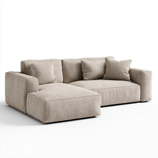 Canapé modulable 2 places avec pouf beige en polyester 230 x 100 x 82 cm
