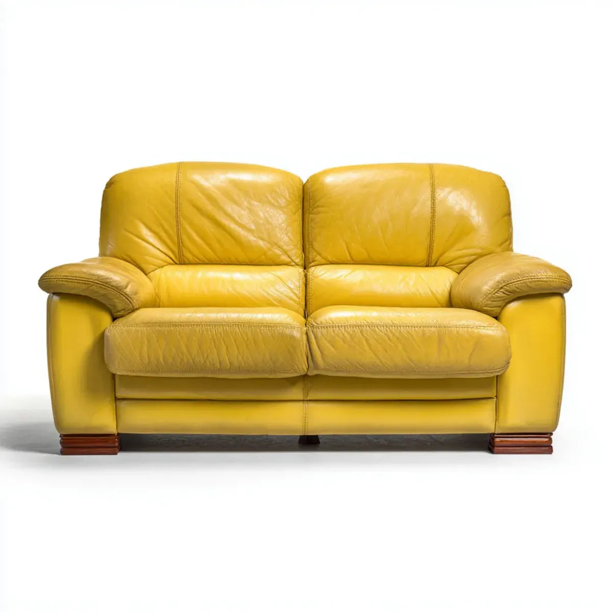 Canapé 2 places jaune moutarde en cuir synthétique PU 165 x 90 x 92 cm rectangulaire